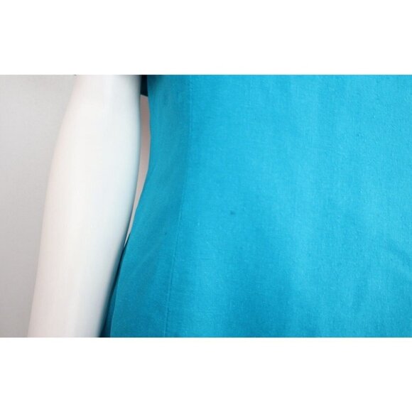 VINTAGE WOMEN'S TURQUOISE BLUE DRESS WITH LARGE COLLAR SLEEVES - Picture 7 of 12
